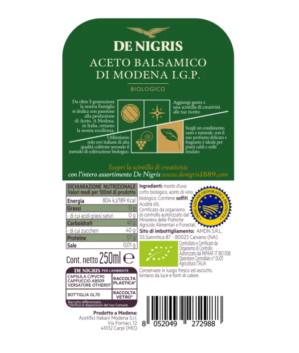 ACETO BALSAMICO DI MODENA IGP BIOLOGICO