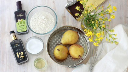 Ingredienti per la Torta Cioccolato e Pere al balsamico