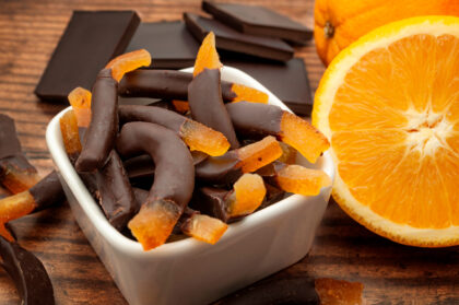Dark Chocolate Balsamic Dipped Candied Orange Peel