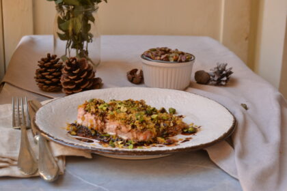 Salmon with Pistachio Crust and Balsamic