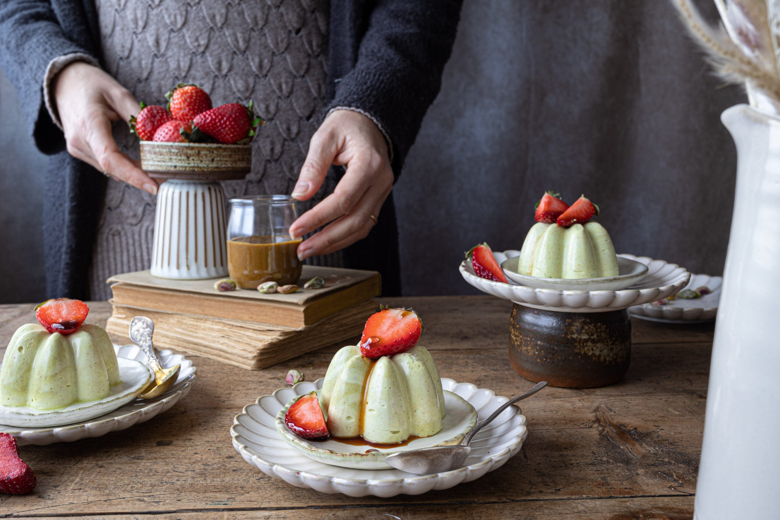 Pistachio Bavarois with Strawberries and Balsamic - De Nigris 1889