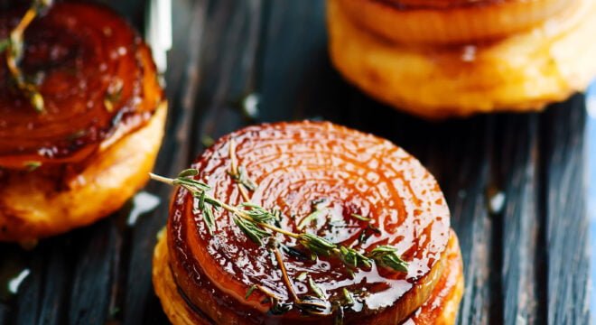 Mini Balsamic Onion Tartes Tatin