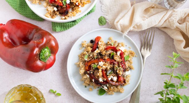 Grilled Red Peppers, Feta and Quinoa Salad