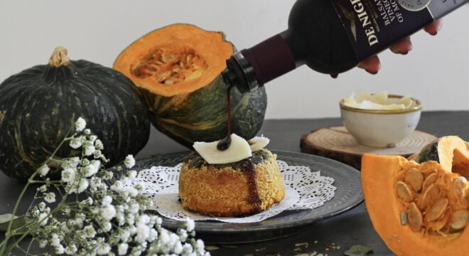 Pumpkin Tortini with Pumpkin Seeds, Parmesan and Balsamic ​