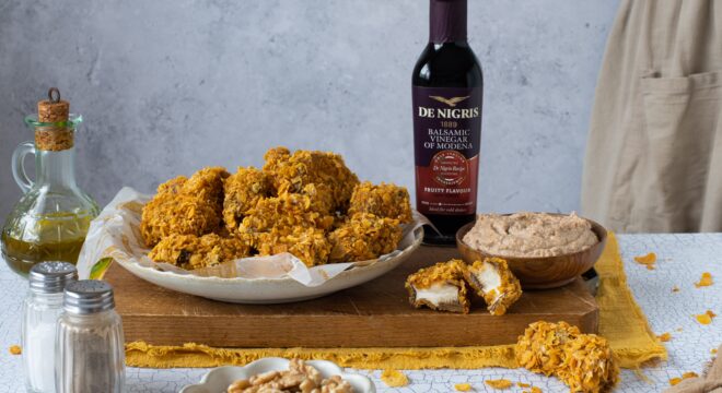 Crunchy Mushroom Fritters with Creamy Balsamic & Walnut Dip​